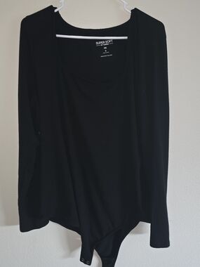 torrid Black Long Sleeve Scoop Neck Bodysuit